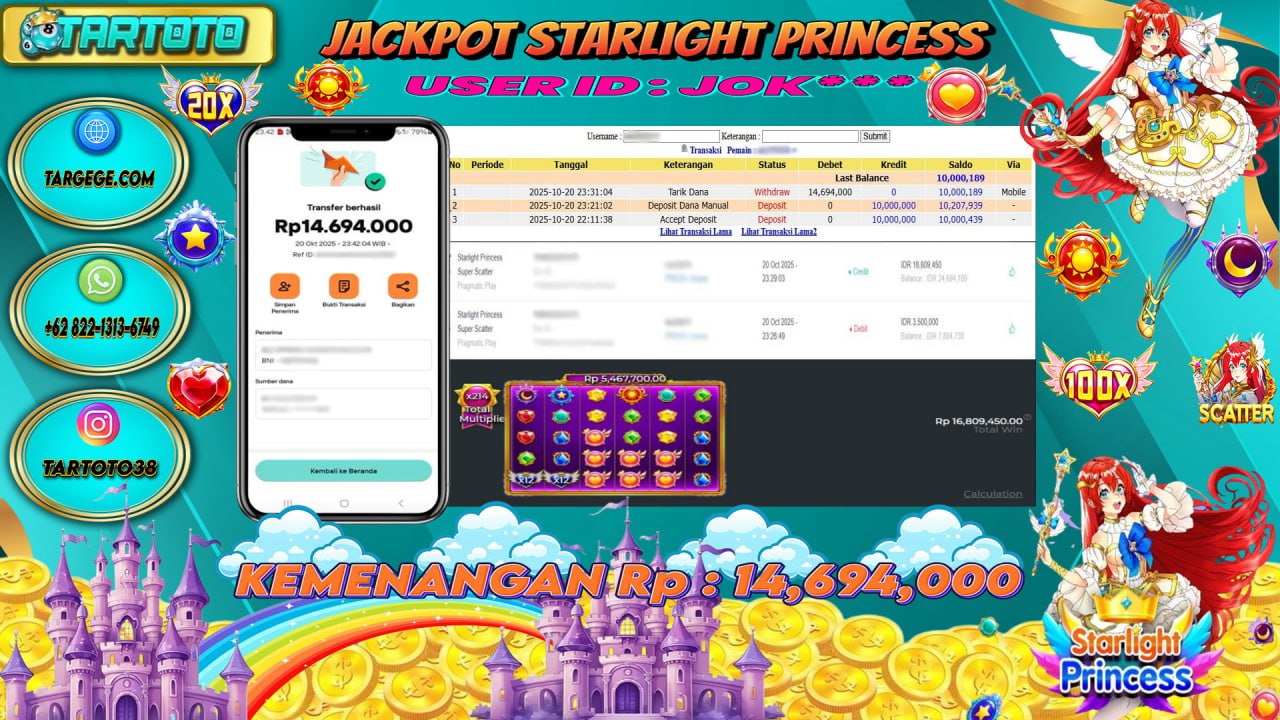 JACKPOT PERMAINAN STARLIGHT PRINCESS