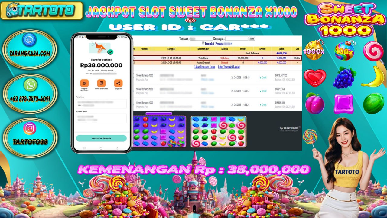 JACKPOT PERMAINAN SWEET BONANZA 1000
